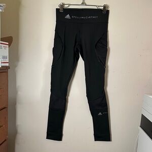 NWT Adidas by Stella McCartney Black Leggings Tights Zip Pocket Mesh Vents XS